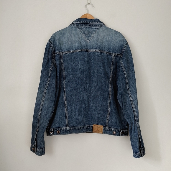 Vintage Tommy Hilfiger Trucker Jean Jacket Size Large Blue Denim - Picture 2 of 15